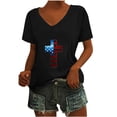 thumbnail image 1 of Camisetas Casuales de las Mujeres Gradiente Día de la Independencia Impreso Cuello Redondo, Blusa de Manga Corta para Diario, Fiesta Y Primavera Verano, 1 of 3