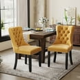 thumbnail image 3 of Paproos Dining Chairs Set of 2, Upholstered High-End Tufted Dining Room Chair with Back Ring and Nailhead Trim, Modern Velvet Kitchen Chairs with Solid Wood Legs for Kitchen, Home,Gold, 3 of 13