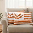 thumbnail image 2 of Halloween Outdoor Waterproof Pillow Covers, Country Vintage Orange Horror Grimace Striped Decorative Rectangle Throw Pillowcase Sofa Cushion Sham for Patio/Couch/Chair, 20"x12" 2 Pack, 2 of 8