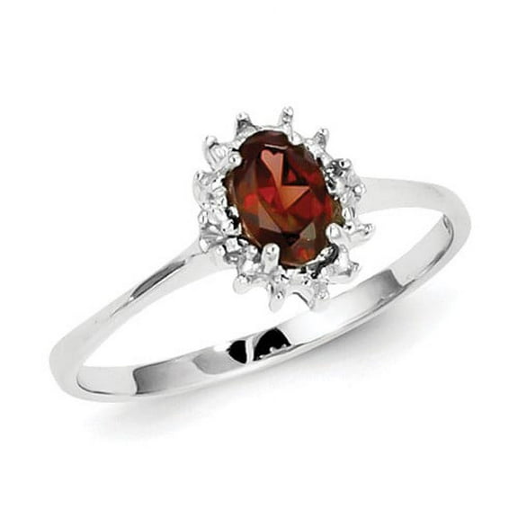 Primal Silver Sterling Silver Rhodium-plated Garnet Diamond Ring