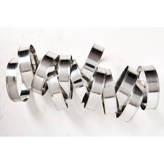 TEXIJUSO Baking Company English Muffin Rings, Round, Stainless Steel, Set of 12