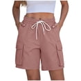 thumbnail image 1 of Fsgntruao Women Solid Color Clothing With Elastic Casual Elastic Pockets Five-Point Four Pockets Pants Overalls, 1 of 6
