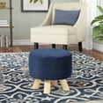 thumbnail image 7 of Homebeez Round Fabric Padded Ottoman Foot Rest Stool Wood Sofa Change Shoes Stool,Navy, 7 of 7