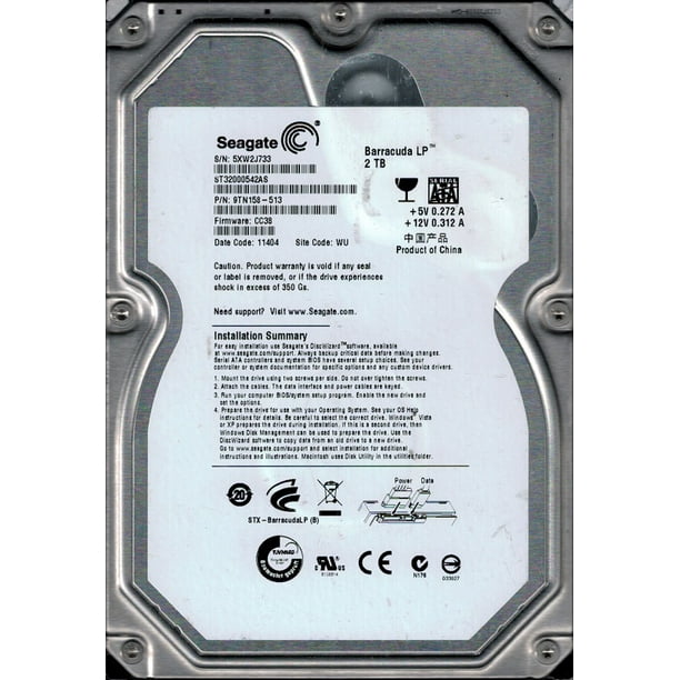 Seagate St32000542as F W Cc38 P N 9tn158 513 2tb Wu 5xw Barracuda Lp Walmart Com Walmart Com
