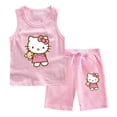 thumbnail image 5 of Hello Kitty, pantalones cortos de algodón para niñas con dibujos animados, chaleco de dos piezas de verano para bebés, ropa cómoda y bonita, ropa sin mangas para niños, 5 of 5