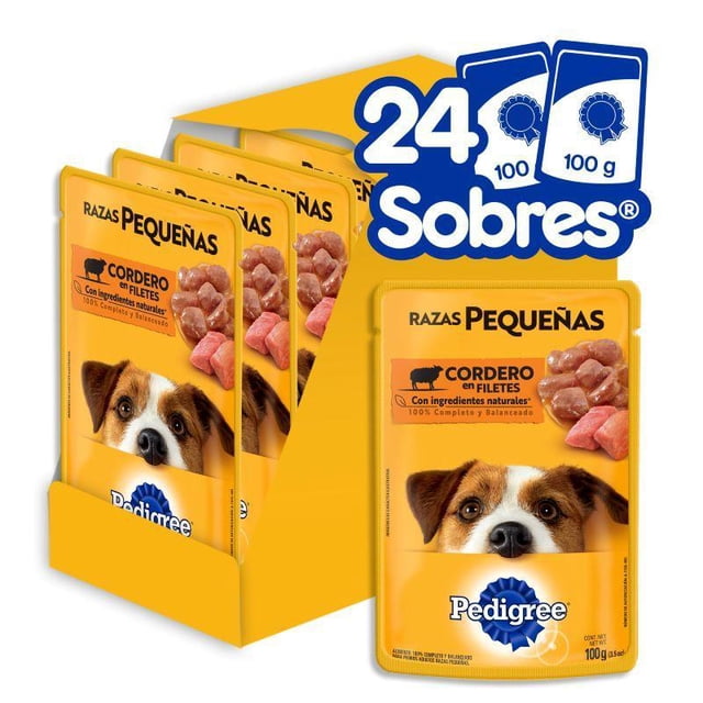 Caja de Alimento Húmedo Pouch para Perro Raza Pequeña Sabor Cordero PEDIGREE 24 sobres de 100 g