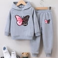 thumbnail image 2 of Linjinx Kids Girls Cute Tracksuit Kids Butterfly Print Outfit Fleece Hoodie Sweatshirt with Jogger Grey 100, 2 of 5