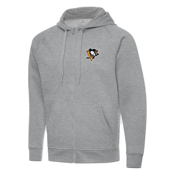 Men's Antigua Heather Gray Pittsburgh Penguins Big & Tall Victory Full-Zip Hoodie