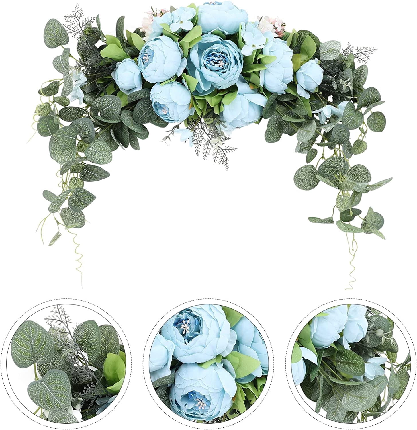 HAOSHICS Artificial Floral Peony Swag Fake Silk Flowers Swag Colorful Mixed Spring Floral Swag with Rose for Wedding Arch Table Centrepiece Hanging Home Mirror Wall Decor (Rose Red)