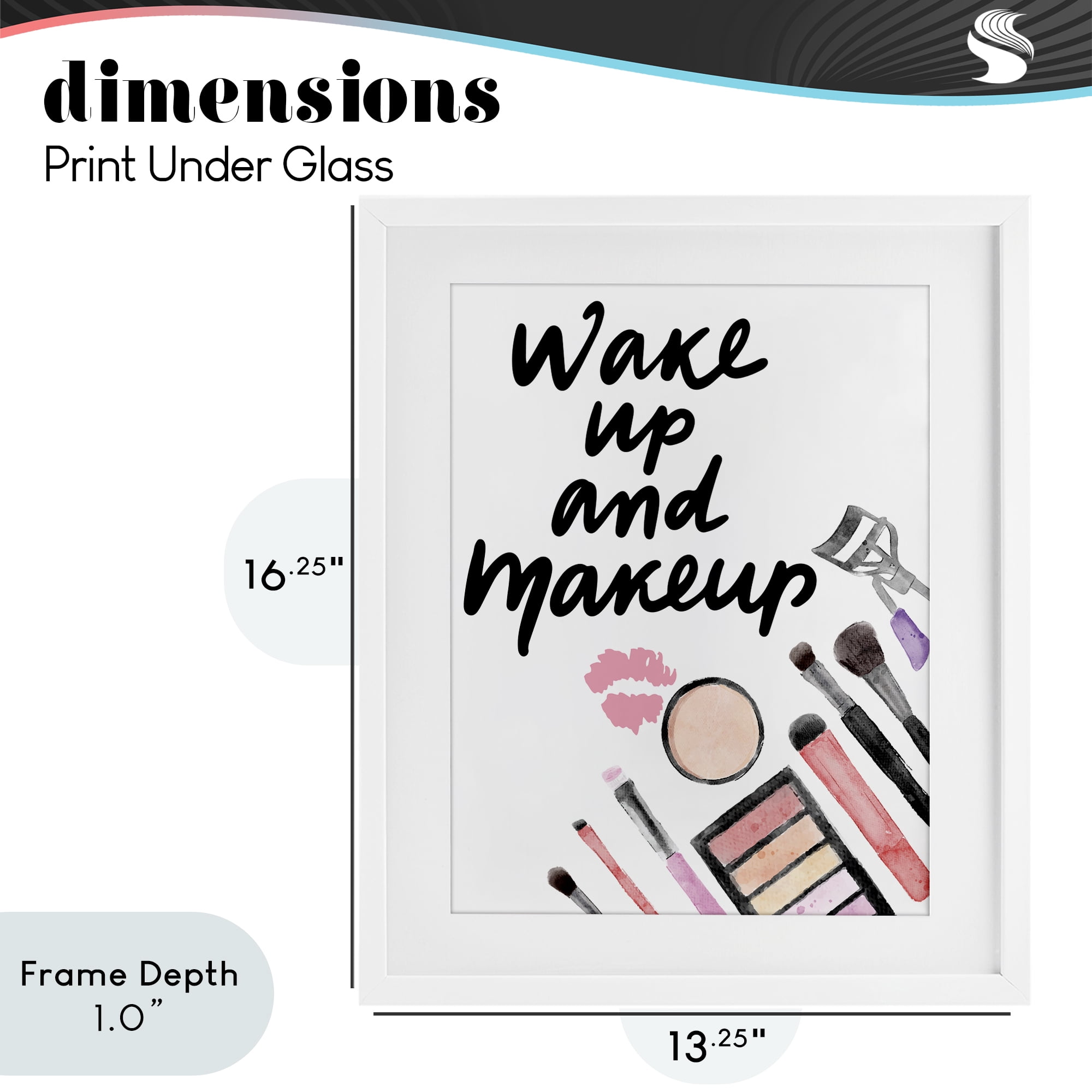 Stupell Industries Wake Up & Makeup White Framed Print Under Glass, design by Jesse Keith