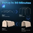thumbnail image 3 of ADVANCE OUTDOOR 8x14 ft Carport Steel Metal Peak Roof Anti-Snow Portable Garage Shelter Storage Shed Carport, Beige, 3 of 11