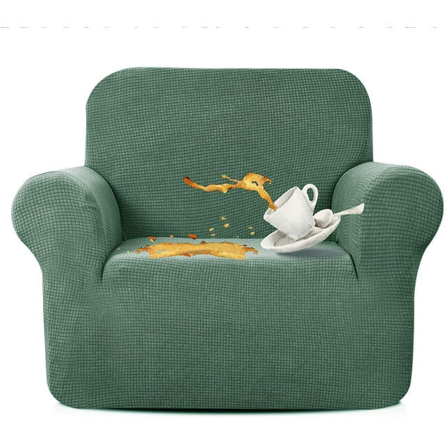 Housse de Chaise Extensible, Housses de Canapé Hydrofuges, Anti-Chien, Chat, Animal de Compagnie, Housses de Sofa et de Chaise, Protecteurs (Chaise, Vert Pois)