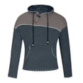 thumbnail image 5 of UVEASISHA Knit Sweater Hoodies for Men Vintage Colorblock Patches Pullover Sweaters Zip Up Drawstring Hooded Jumper Tops 2025 Fall Fashion Knitted Sweatshirt Todays Sales Today Gray 3XL, 5 of 8