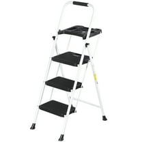 XiHuaZhaoChen  4 Step Folding Step Stool for Adults with Handrails Heavy Duty Steel Sturdy Lightweight Collapsible Portable Step Ladder with Anti-Slip Wide Pedal