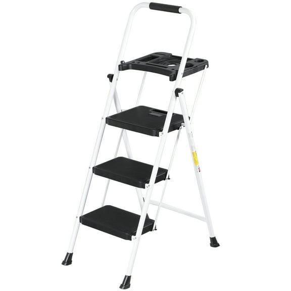 XiHuaZhaoChen  4 Step Folding Step Stool for Adults with Handrails Heavy Duty Steel Sturdy Lightweight Collapsible Portable Step Ladder with Anti-Slip Wide Pedal