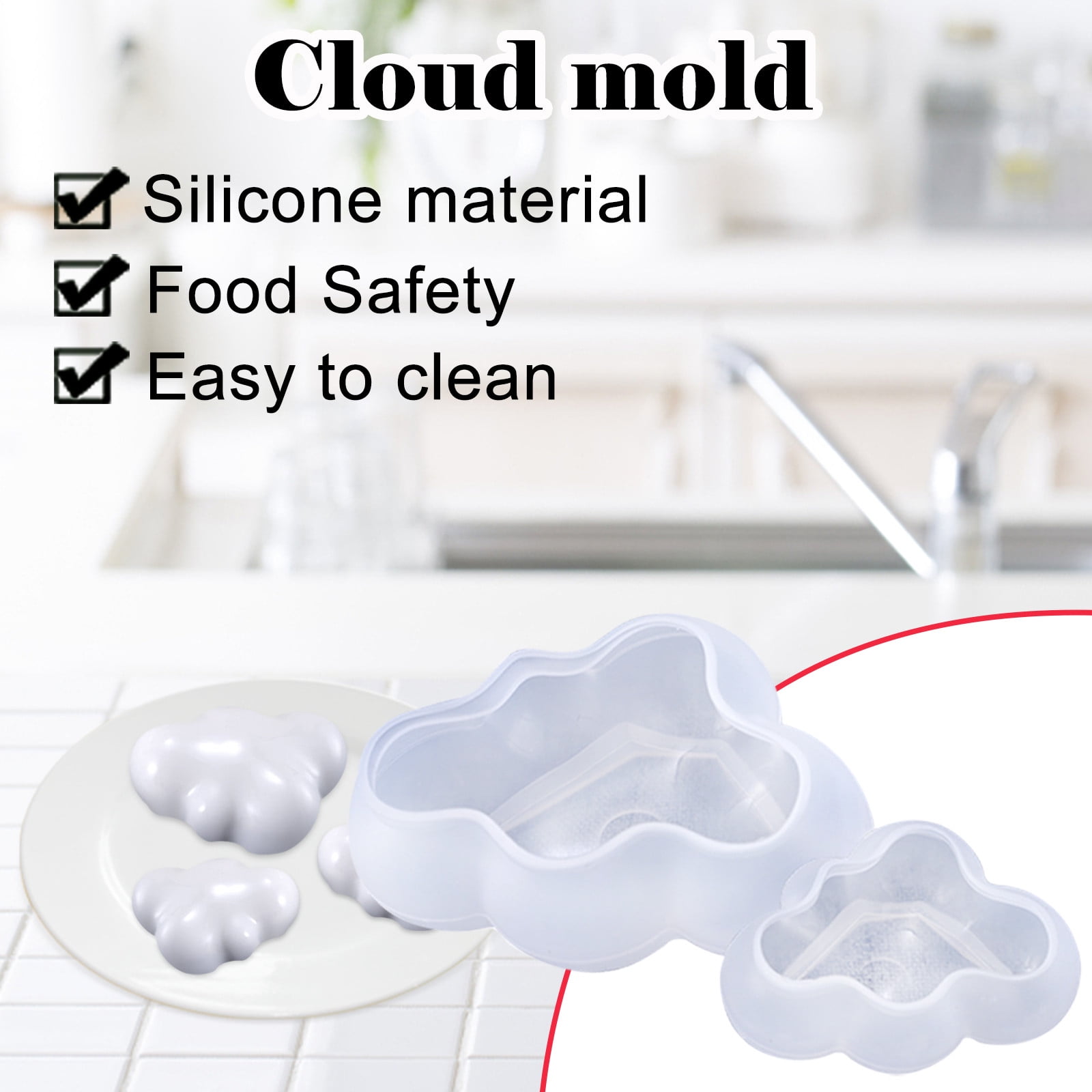 Cake Silicone Sugarcraft Fondant Soap Clay Wax Candle Mould Baking Mold 3D Cloud 