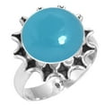 thumbnail image 1 of 925 Sterling Silver Ring For Women - Men Blue Chalcedony Gemstone Silver Ring Size 7 Hand Made Silver Ring Size 7 Christmas - Gift For Mom Gemstone 925 Silver Jewelry, 1 of 5