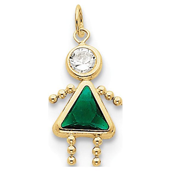 10k Yellow Gold May Girl Birthday Month Colored Stone Charm