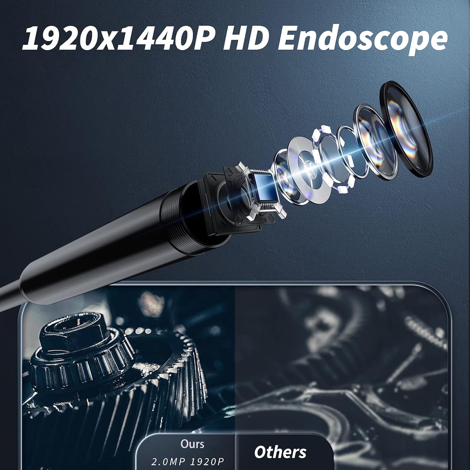 Endoscope Camera with Light, 1920P HD Borescope Tools with 8 Adjustable LED Lights, Endoscope with 16.4ft Semi-Rigid Snake Cam, 7.9mm IP67 Waterproof Inspection Camera for IOS and Android（16.4ft）