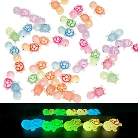 40 Pcs Luminous Resin Mini Turtles Miniature Turtle Statue Miniature Figurines Fairy Garden Accessories Cake Toppers Decoration Set for DIY Succulent Planter Moss Landscape Home Decor (A)