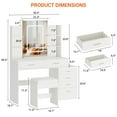 thumbnail image 2 of CazToi LED Vanity Desk Makeup Table with Drawers Mirror Stool & Charging Station, 2 of 8