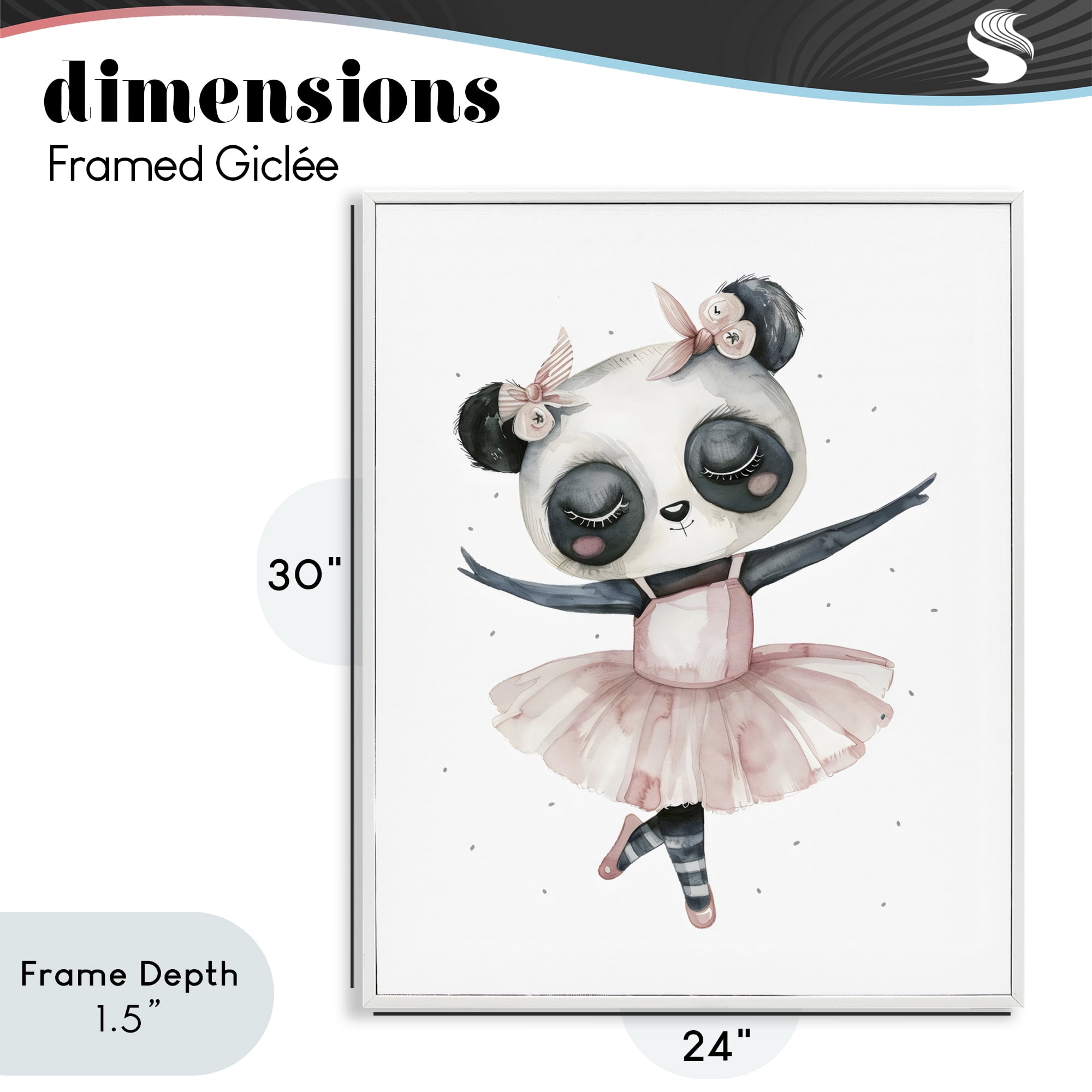 Stupell Industries Ballerina Panda in Pink Tutu White Framed Giclee Art, design by LSR Design Studio