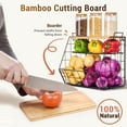 thumbnail image 3 of 3 Tier Fruit Basket For Kitchen With Bamboo Cutting Board 2 Set Pantry Kitchen Organizers And Storage Stackable Wire Wall Basket Onion Potato Vegetable Storage For Countertop Floor Cabinet Shelf, 3 of 5