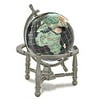 Alexander Kalifano GNT80AS-BO 3 in. Gemstone Globe with Antique Silver Nautical 3-Leg Stand - Black Opalite