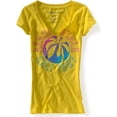 thumbnail image 1 of Aeropostale - Camiseta gráfica para mujer con cuello en V brillante Aero Ny 87, amarillo, pequeño, 1 of 1