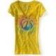 thumbnail image 1 of Aeropostale - Camiseta gráfica para mujer con cuello en V brillante Aero Ny 87, amarillo, pequeño, 1 of 1