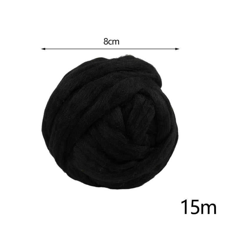 Chunky Wool Yarn DIY Crocheting Jumbo Tubular Yarn for Scarf Crochet Pet  Bed black