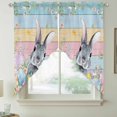 thumbnail image 2 of Easter Swag Valances for Windows 2 Pack, Kitchen Window Curtains 36 Inch Length, Spring Bunny Eggs Flowers Colorful Wooden Grain Privacy Swag Curtains for Living Room/Bathroom with Rod Pocket 36"x36", 2 of 8