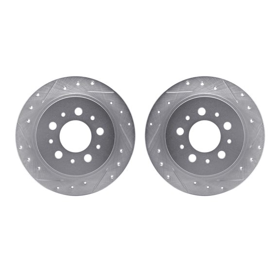 Dynamic Friction Company Rear Brake Rotors-Drilled and Slotted-Silver 7002-27034