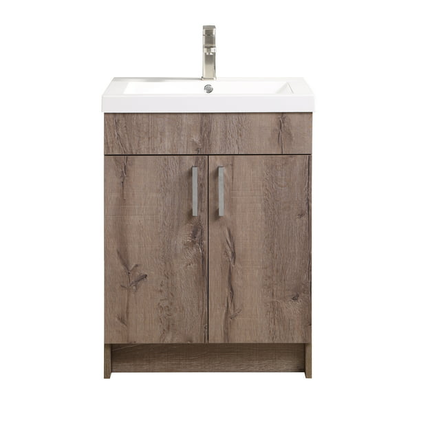 Rustic Gray Single Sink Bathroom Vanity, Reclaimed Wood Bathroom Vanity 24 Inch
