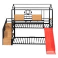 thumbnail image 2 of DRNANLIT Twin Over Twin Metal Bunk Bed with Slide & Storage Stair, Black with Red Slide, 2 of 9