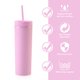 thumbnail image 3 of Billuyoard Botella de agua de 16OZ, vaso de paja esmerilado de plástico de 2 capas, bebida portátil, taza de té de la leche, soporte para café y jugo Mostrada Rosado 21 cm x 7.2 cm Billuyoard HA007950-02B, 3 of 6