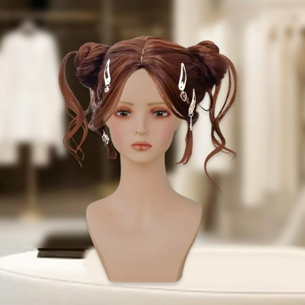 Cabeza de maniquí femenino, busto de cabeza de maniquí, accesorio de exhibición versátil, soporte de exhibición de pelucas de mesa con maquillaje para Estilo B