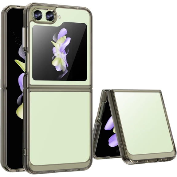 Case for Samsung Galaxy Z Flip 5 Phone Case Slim Dropproof [Defend from Drop/Scratch/Slip/Fingerprint] Clear Acrylic Hard Back Soft TPU Bumper Hybrid Phone Case for Samsung Z Flip 5-Crystal Black