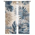 thumbnail image 3 of Blue Brown Palm Leaf Sheer Curtains 84 Inches Long 2 Panels Set, Window Sheer Curtains for Living Room/Bedroom, Farmhouse Summer Botanical Light Filtering Rod Pocket Curtain 52'' x 84'' x 2, 3 of 7