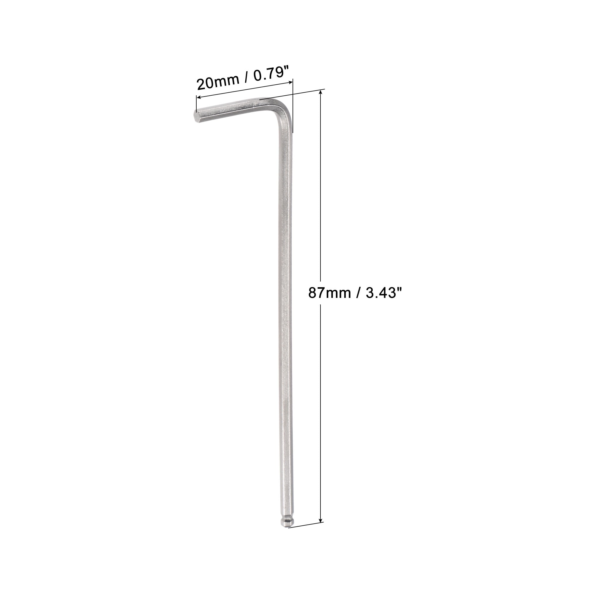 Unique Bargains Ball End Hex Key Wrench L Shaped Long Arm CR-V Silver 3/32"
