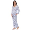 thumbnail image 4 of Aria Women's 100% Cotton 3/4 Sleeve V-Neck Top and Pant Pajama Set, 2pc Set, Sizes S-3X, 4 of 7