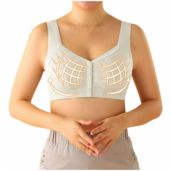 Patlollav Bras for Women, Womens Comfortable Adjustable Front Open Buckle Plus Size Breathable Bra Underwear