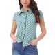 thumbnail image 1 of INSPIRAR CHIC Camisetas Vintage de Manga Corta para Mujeres, Camisa de Botones con Lunares L Azul Polvoriento, 1 of 6