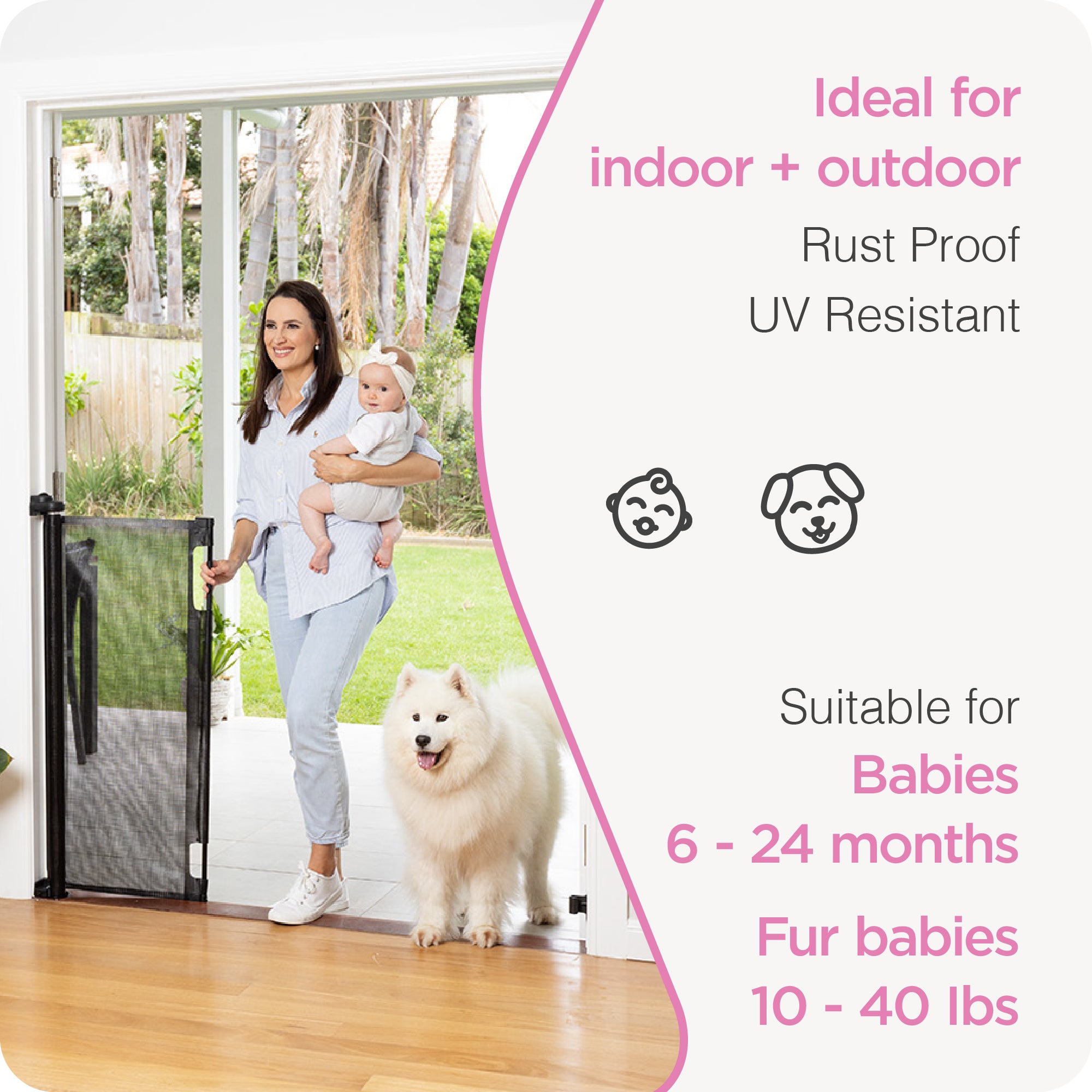 Perma Child Safety 71 in. Wide x 41 in. Tall Black Retractable Baby Gate