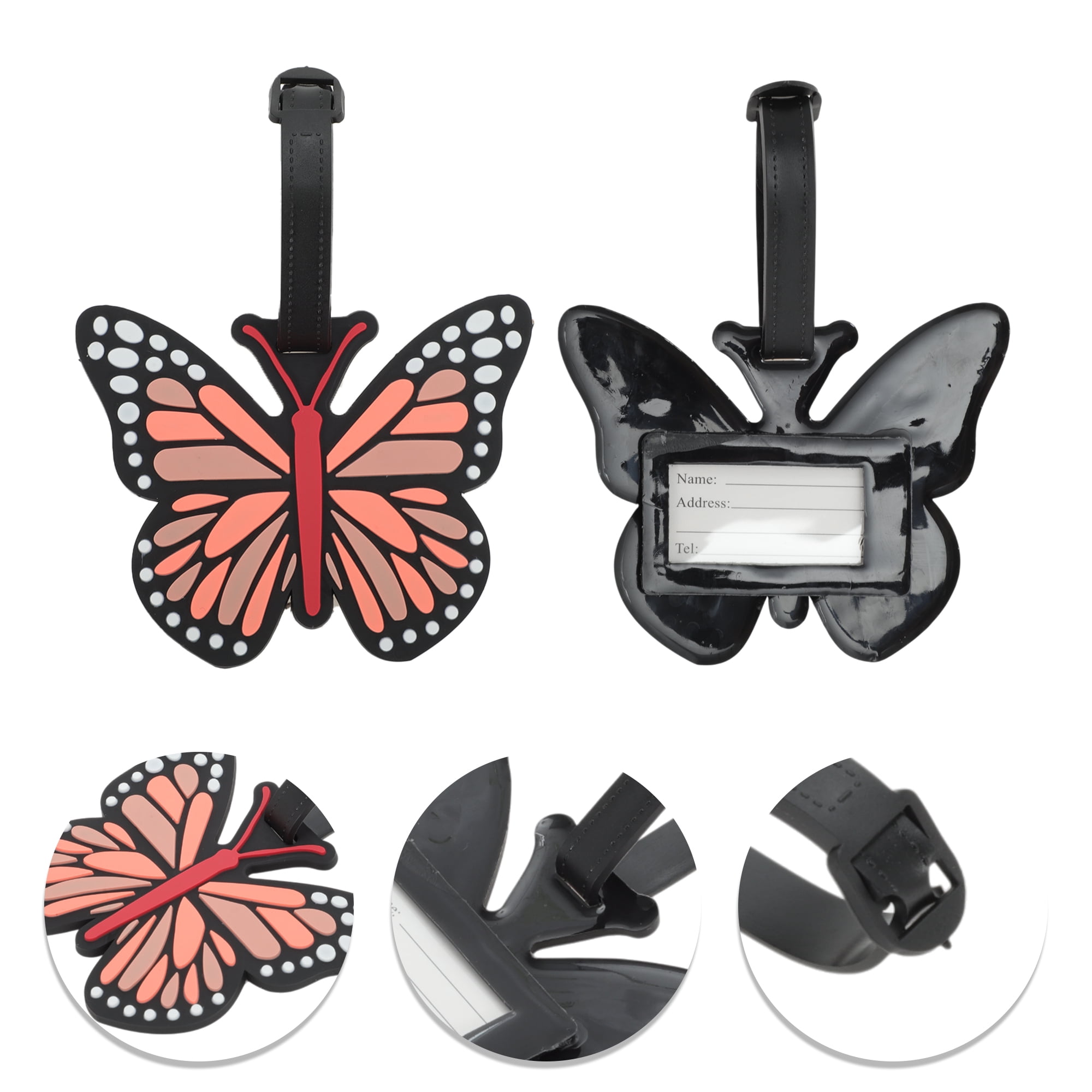 Unique Bargains 1 Pc Butterfly Luggage Tag for Travelling Pink
