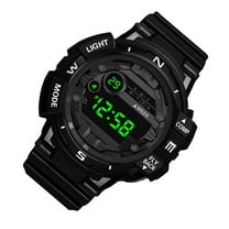 Luxshiny 1Pcs Student Strap Watch with Luminous and Waterproof Functions Black PVC and Stainless Steel Sports Watch
