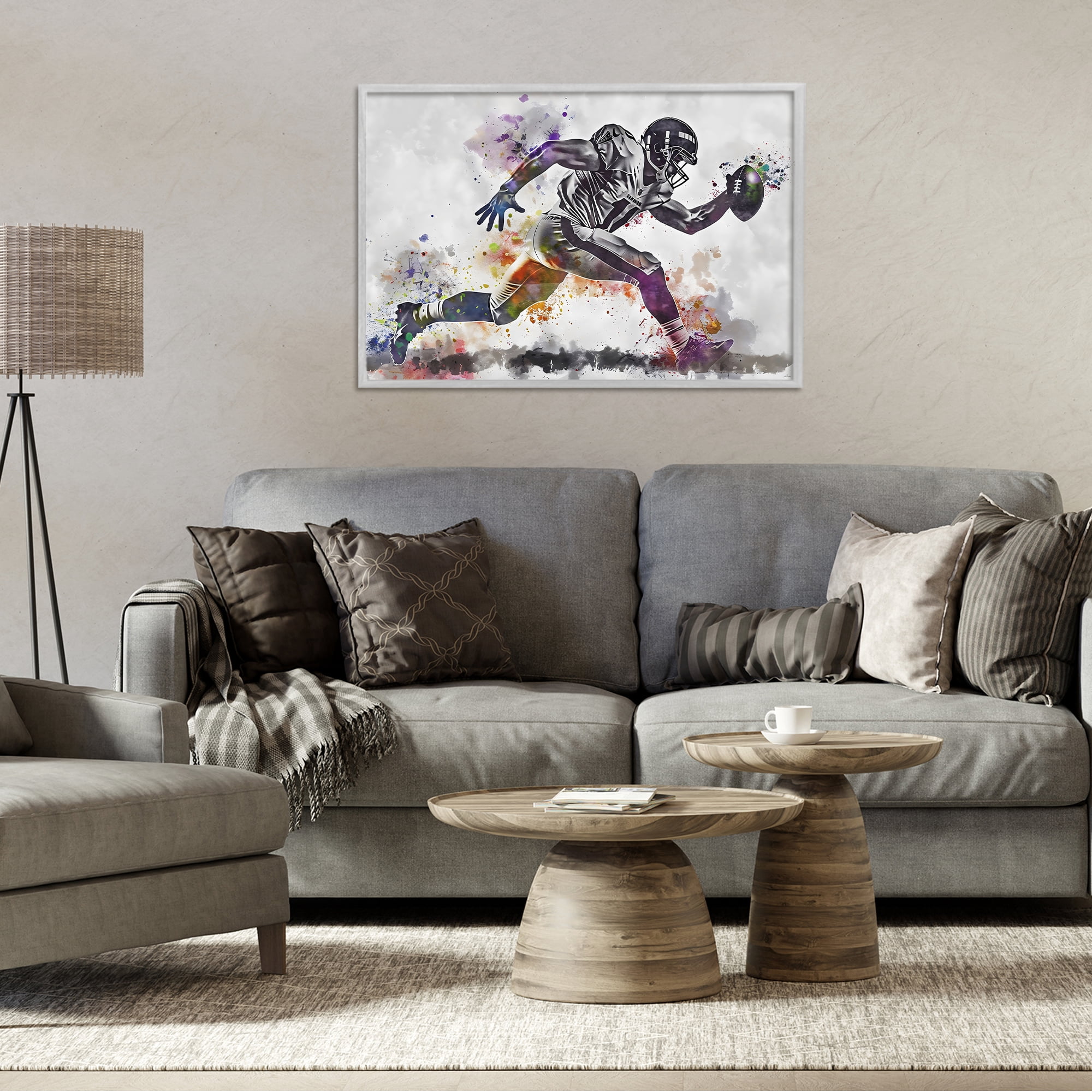 Stupell Industries Endurance Football Sprint Gray Framed Giclee Art, design by Creative Studio