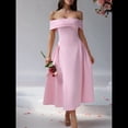 thumbnail image 4 of Vestido de Noche de Cóctel con Hombros Descubiertos y Cremallera para Mujer Rosa XL, 4 of 7