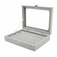 thumbnail image 4 of Vitrina de pines, almacenamiento ordenado, cubierta de vidrio transparente, caja de sombra para medallas a prueba de polvo, para el hogar, joyería, gris, pequeño, 4 of 10