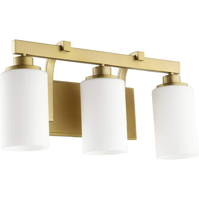 Quorum 5207-3-80 Transitional Three Light Vanity from Lancaster Collection in Brass - Antique Finish,
